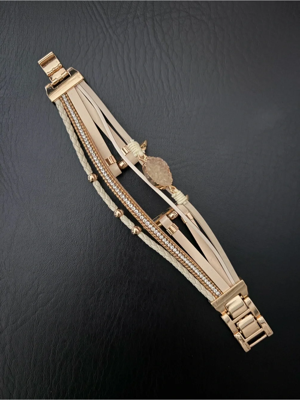 Multi-Strand Rose Gold and Cream Apple Watch Band NWOT